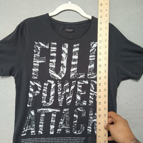 Zara Graphic T-Shirt Mens M Charcoal Lightweight Breathable Cotton Streetwear - Picture 4 of 6